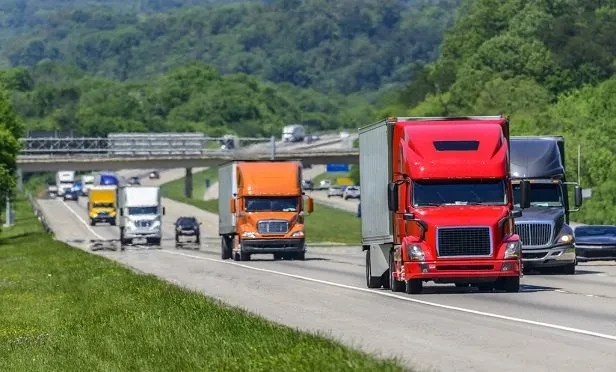 trucks on the road