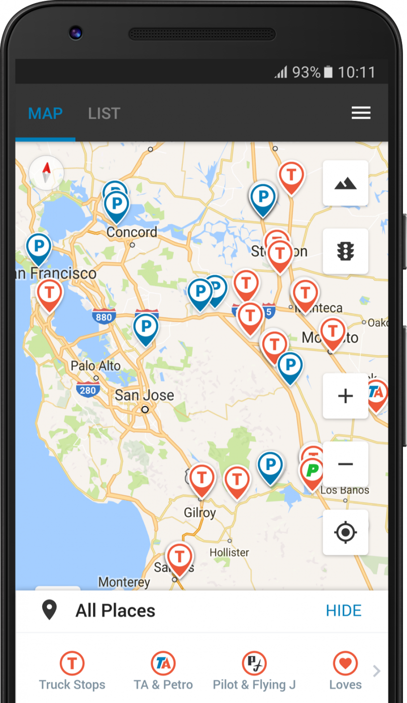 Truck stop locator app