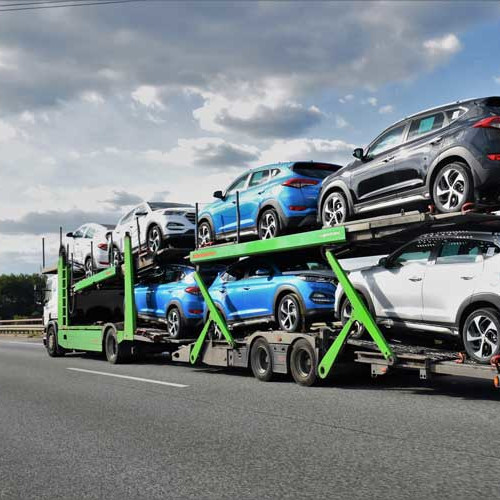 Truck carrying cars