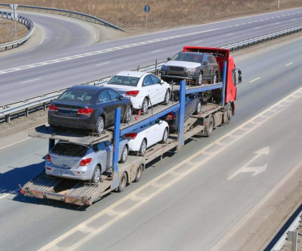 open trailer on a highway