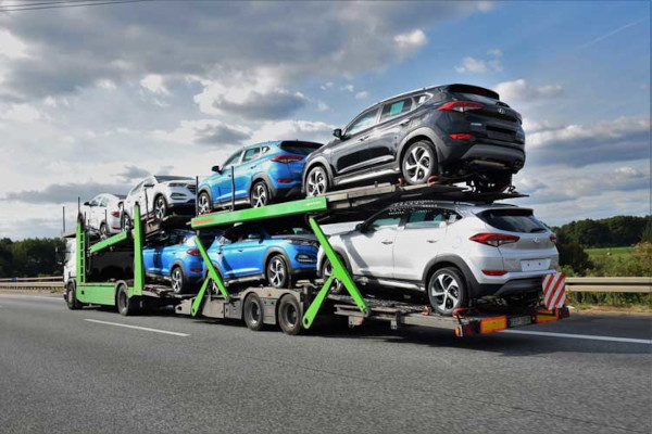 Truck carrying cars
